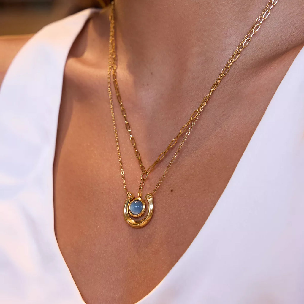2 Piece 18K Gold-Plated Pendant Necklace