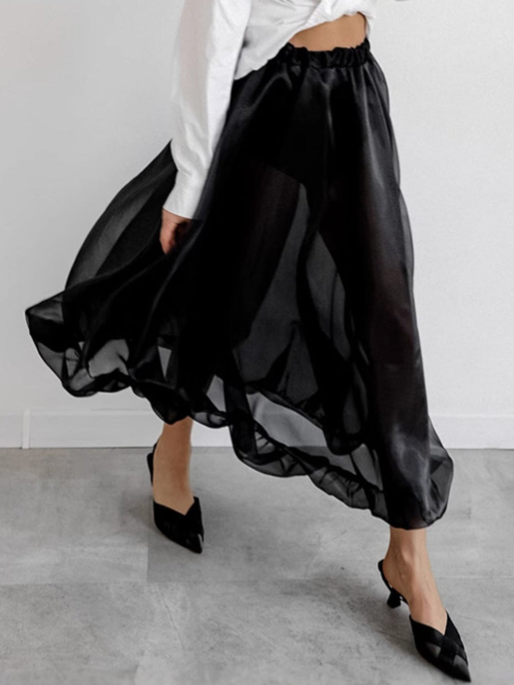 Elastic Waist Flowy Skirt
