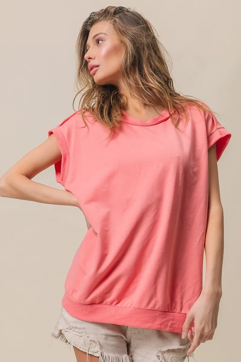 BiBi French Terry Drop Shoulder Basic Top