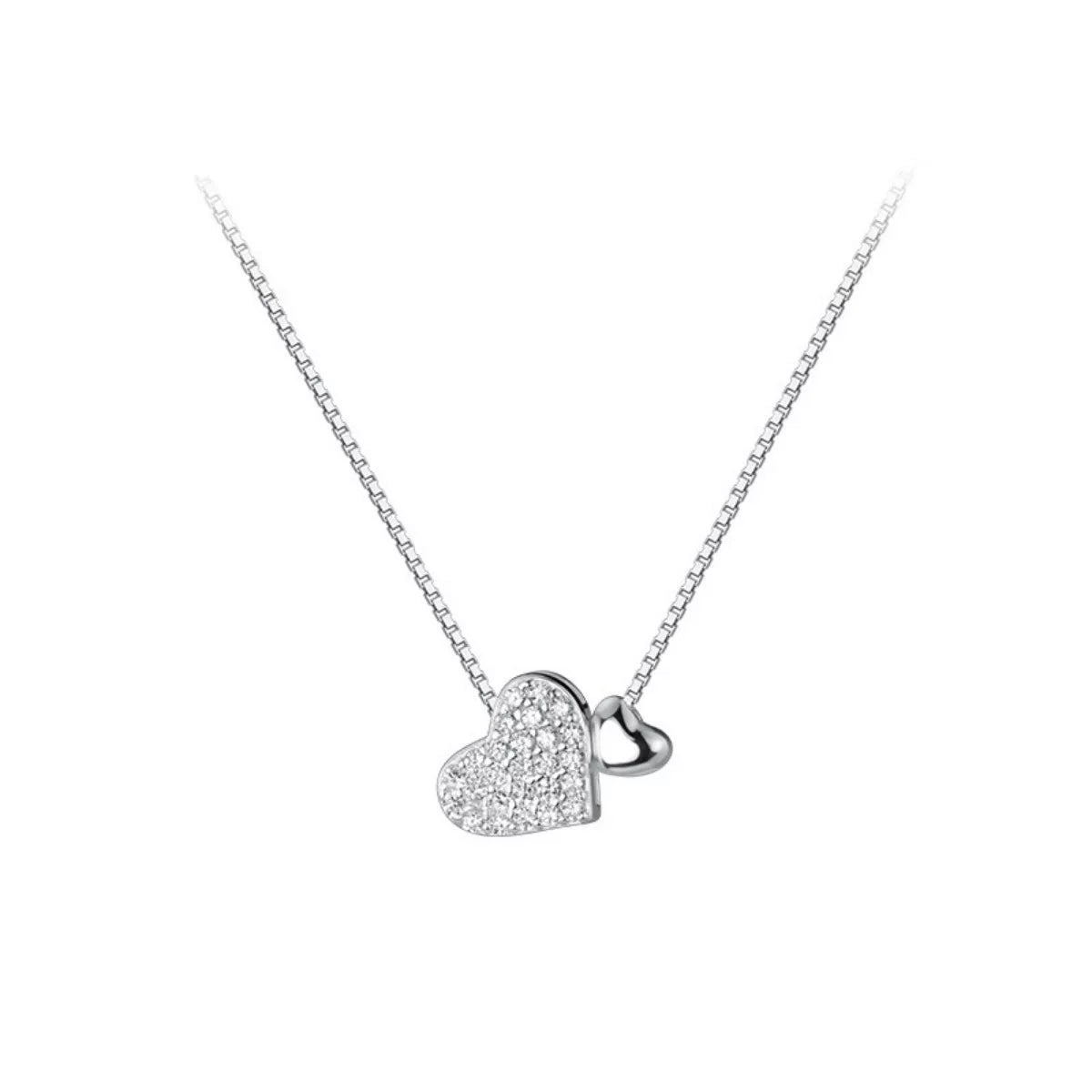 925 Sterling Silver Zircon Heart Necklace