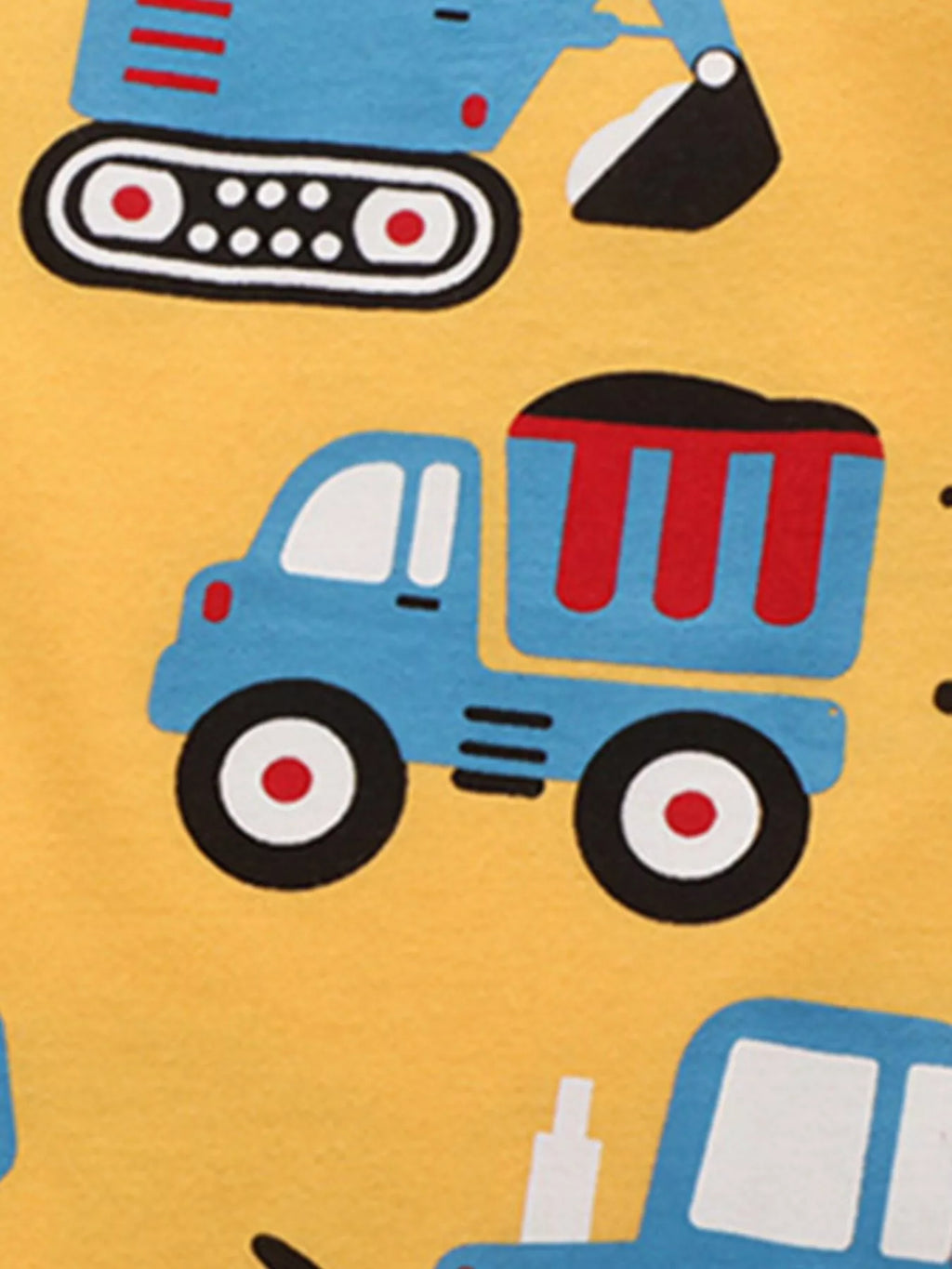 Children's Construction Vehicle Print Crew Neck Short Sleeve T-Shirt