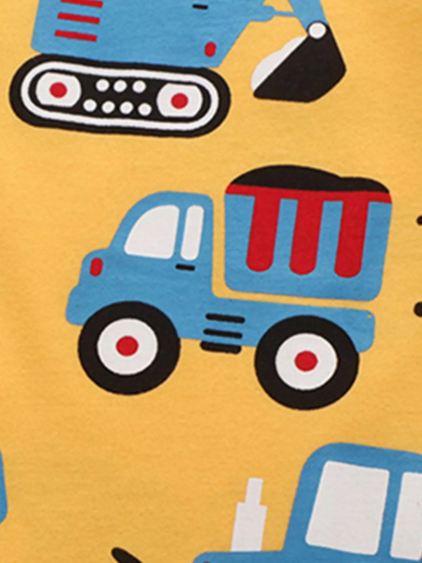 Children's Construction Vehicle Print Crew Neck Short Sleeve T-Shirt