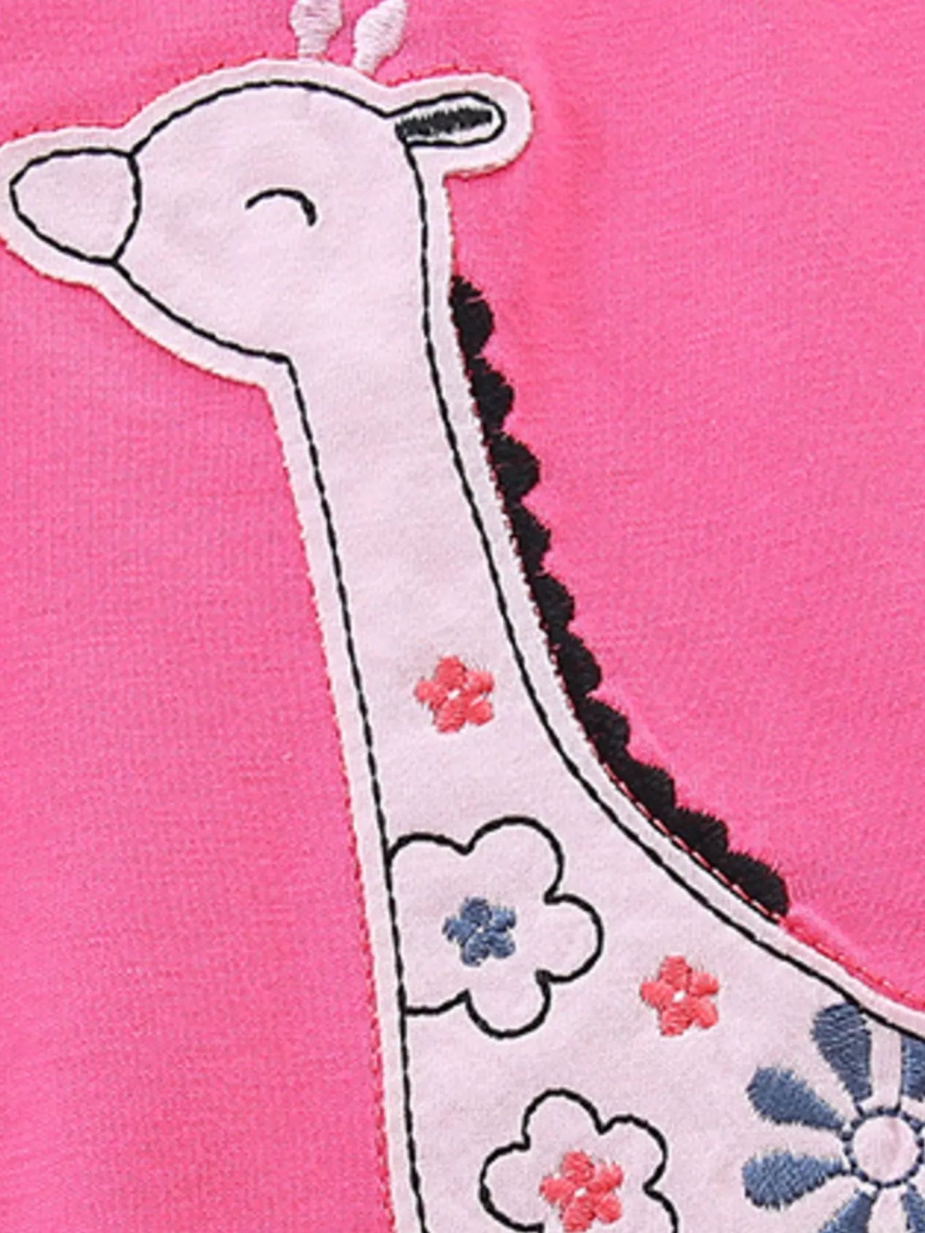 Children's Giraffe Applique Ruffle Sleeve Top & Floral Shorts Set