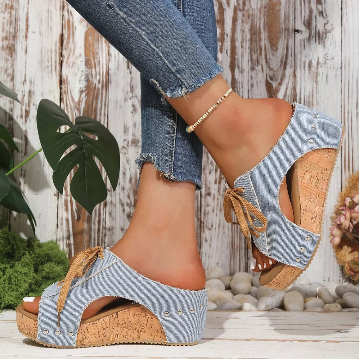 Lace Up Wedge Sandals