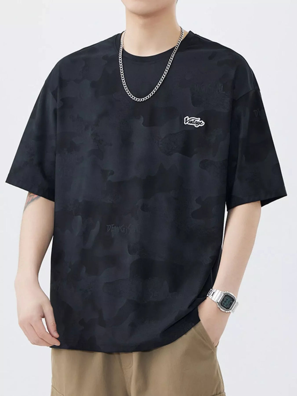 Men's Plus Size Round Neck Relaxed Fit T-Shirt