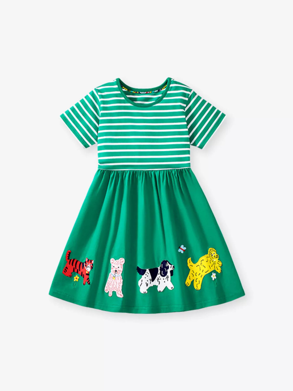 Children's Dinosaur Striped Casual Dress