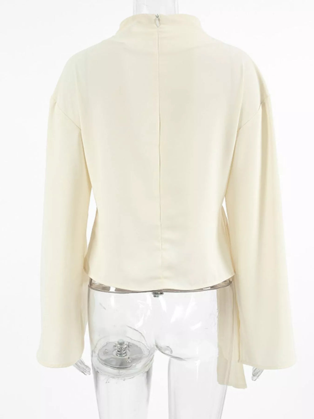 Ruched Mock Neck Long Sleeve Blosue