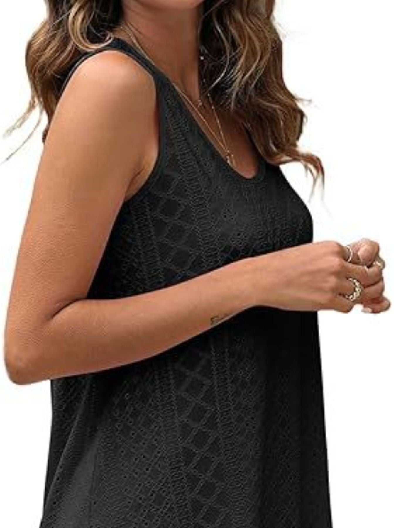 Eyelet Scoop Neck Tank