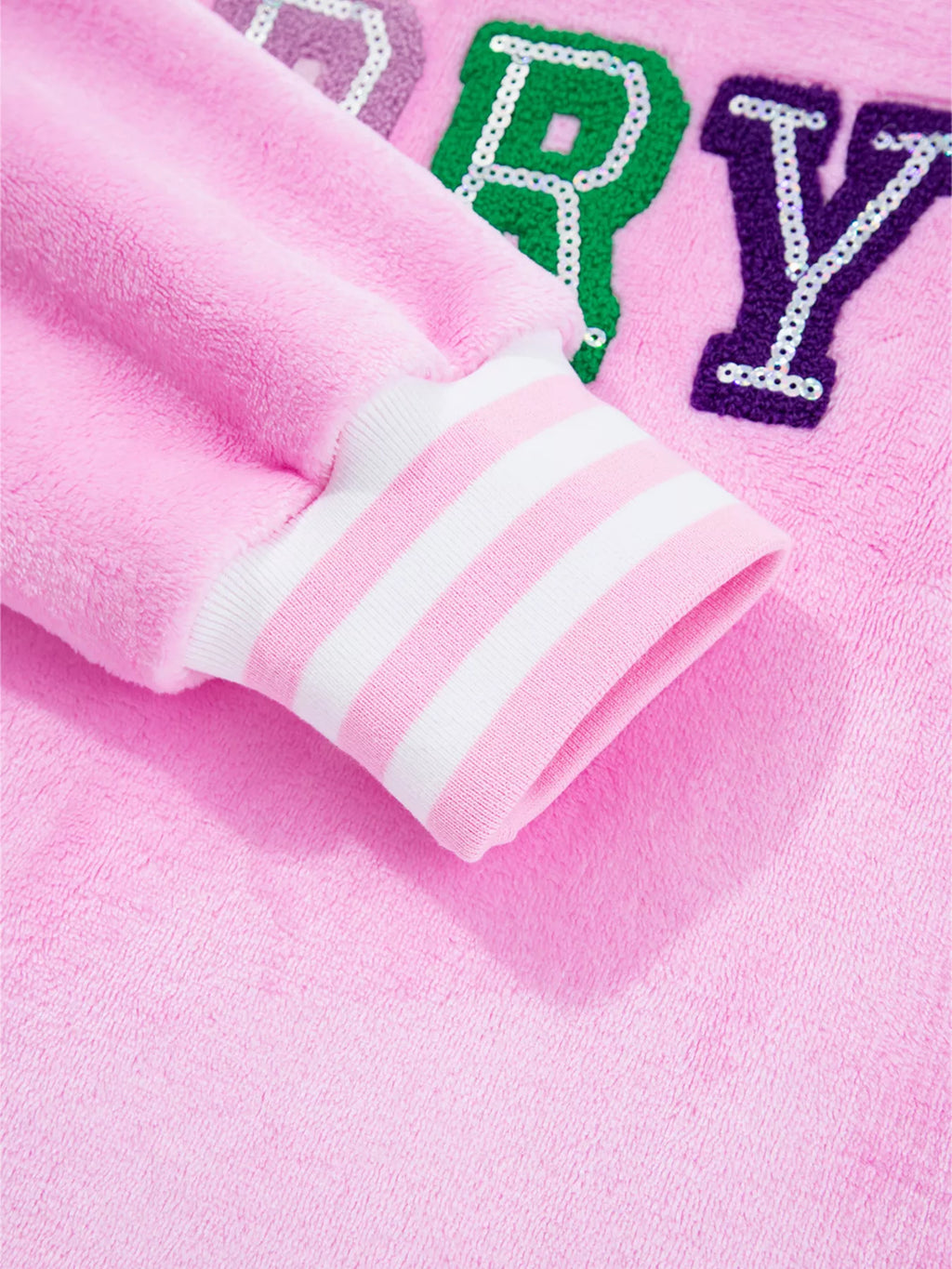 Sequin Chenille MERRY Graphic Plush Sweatshirt