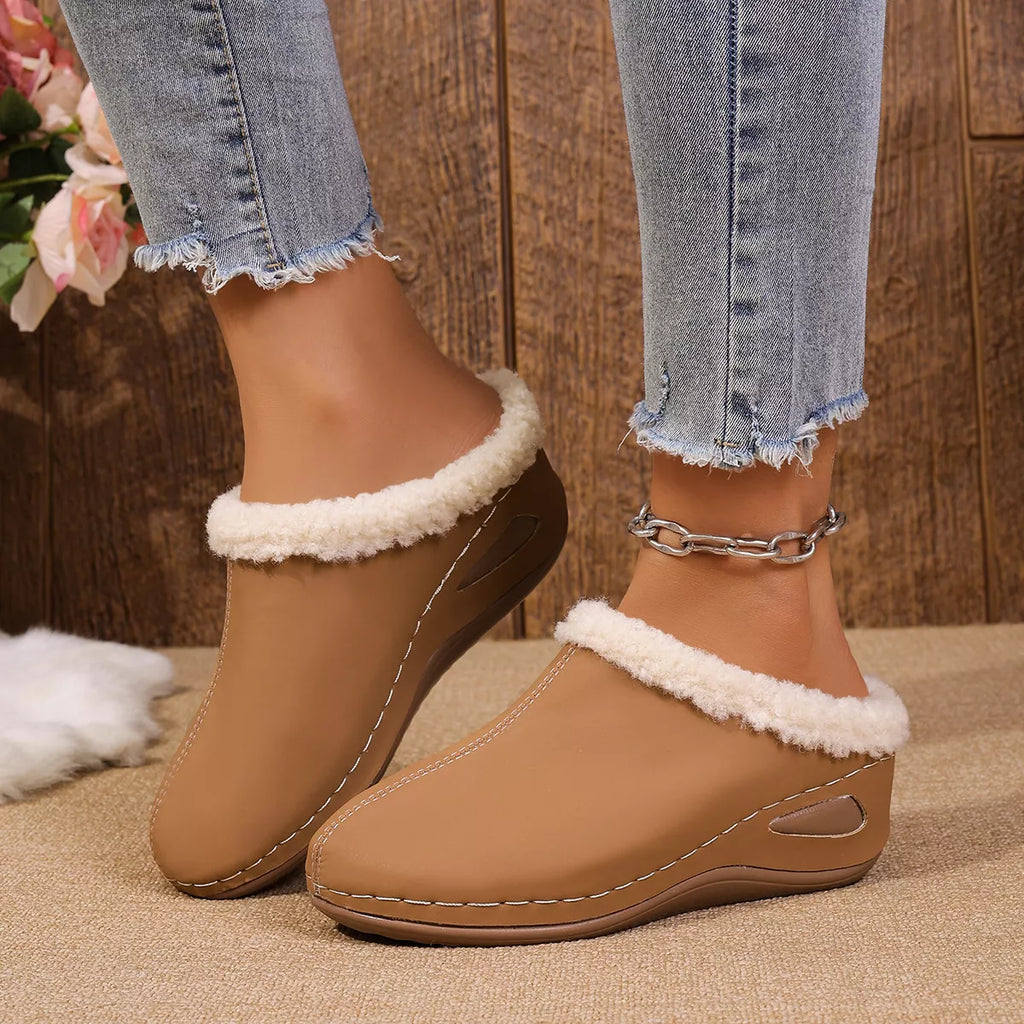 Cozy Plush Lined Wedge Slippers