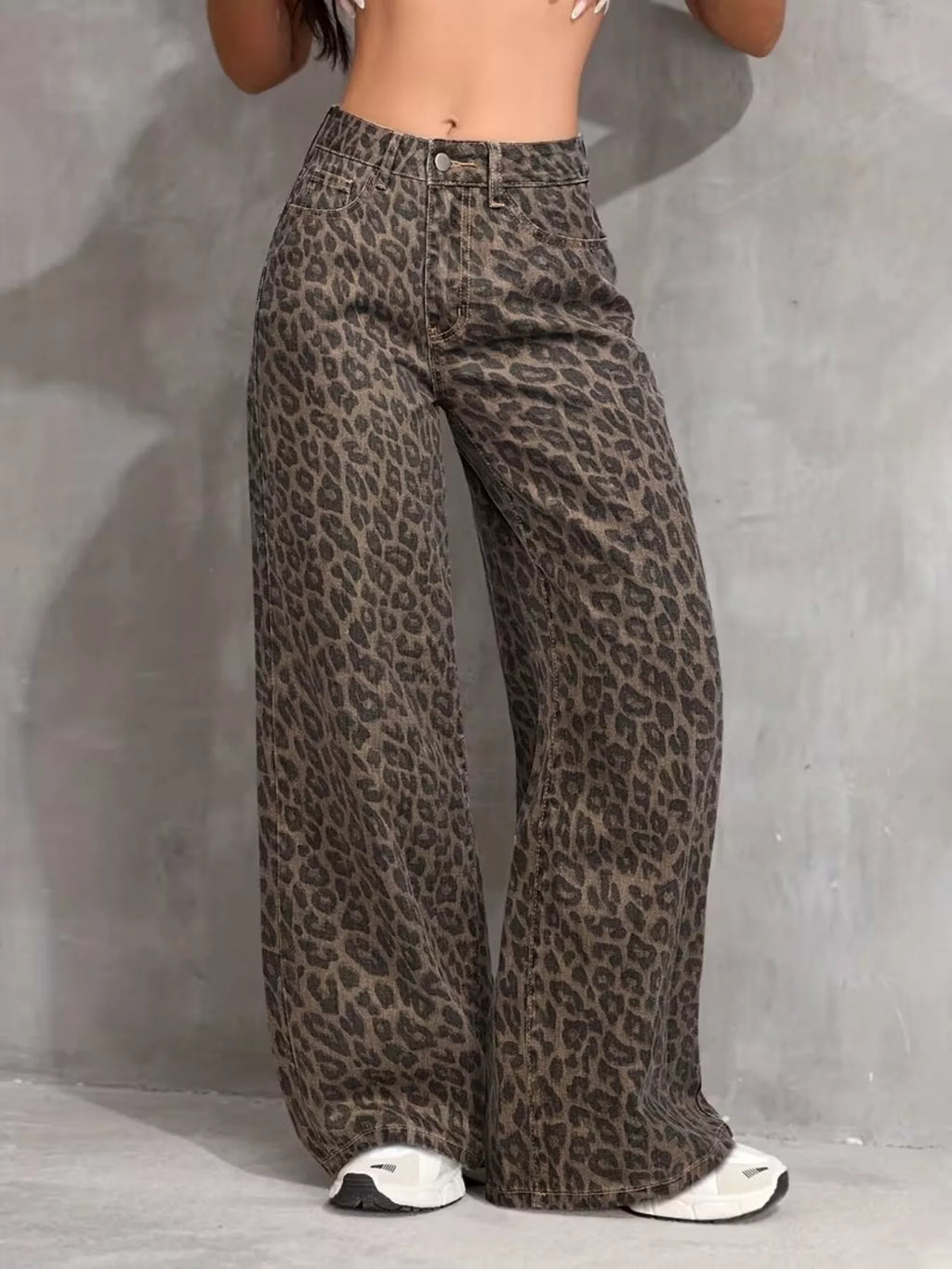 Leopard Wide Leg Jeans