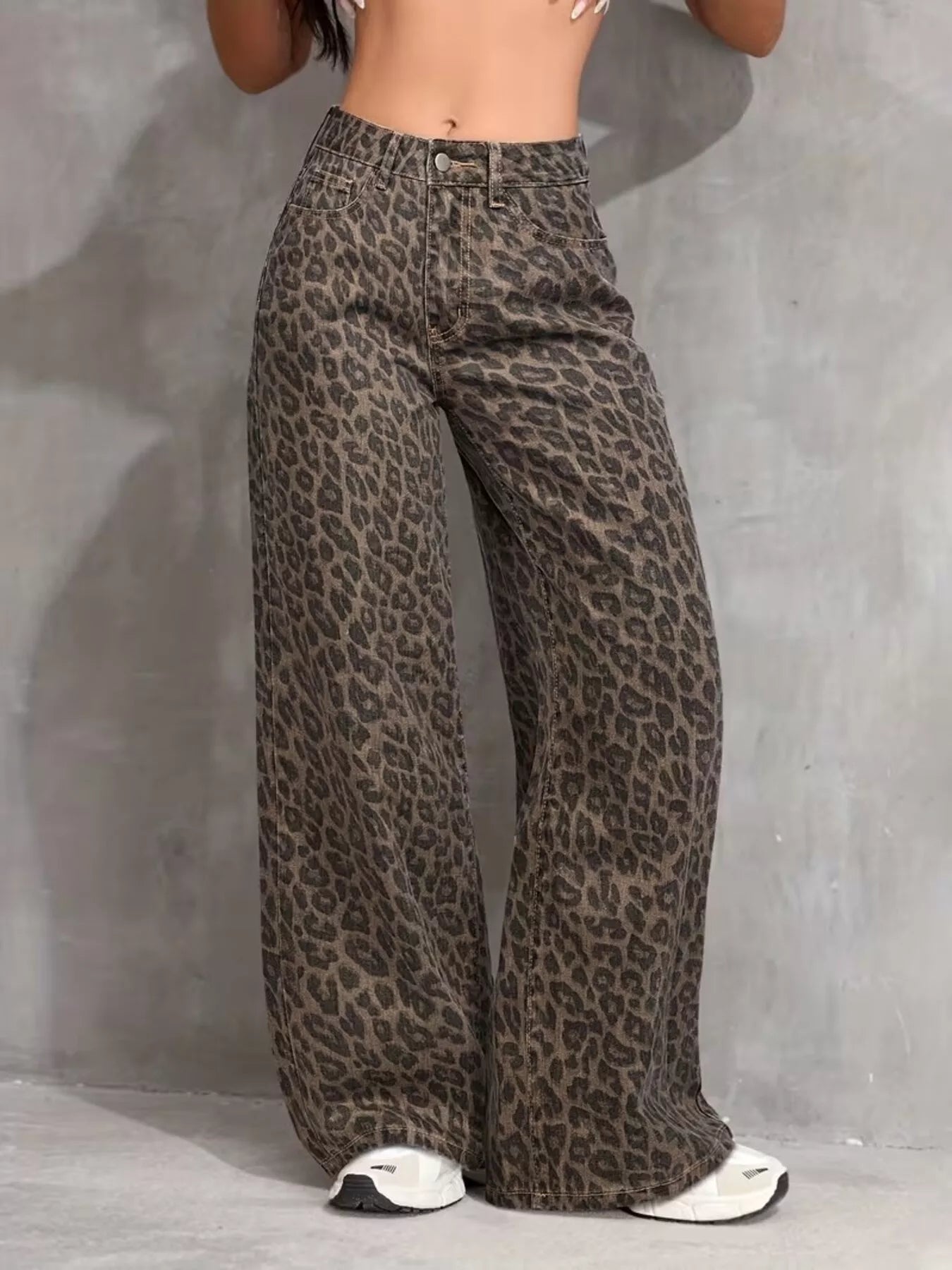 Leopard Wide Leg Jeans