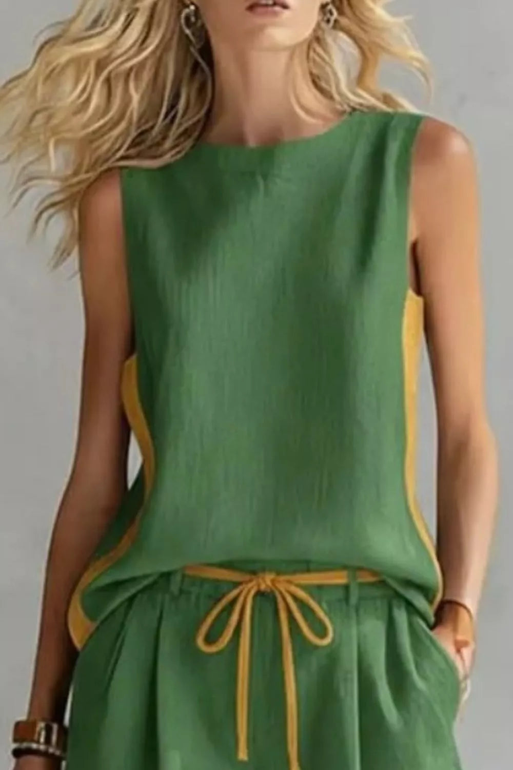 Contrast Trim Tank and Shorts Set
