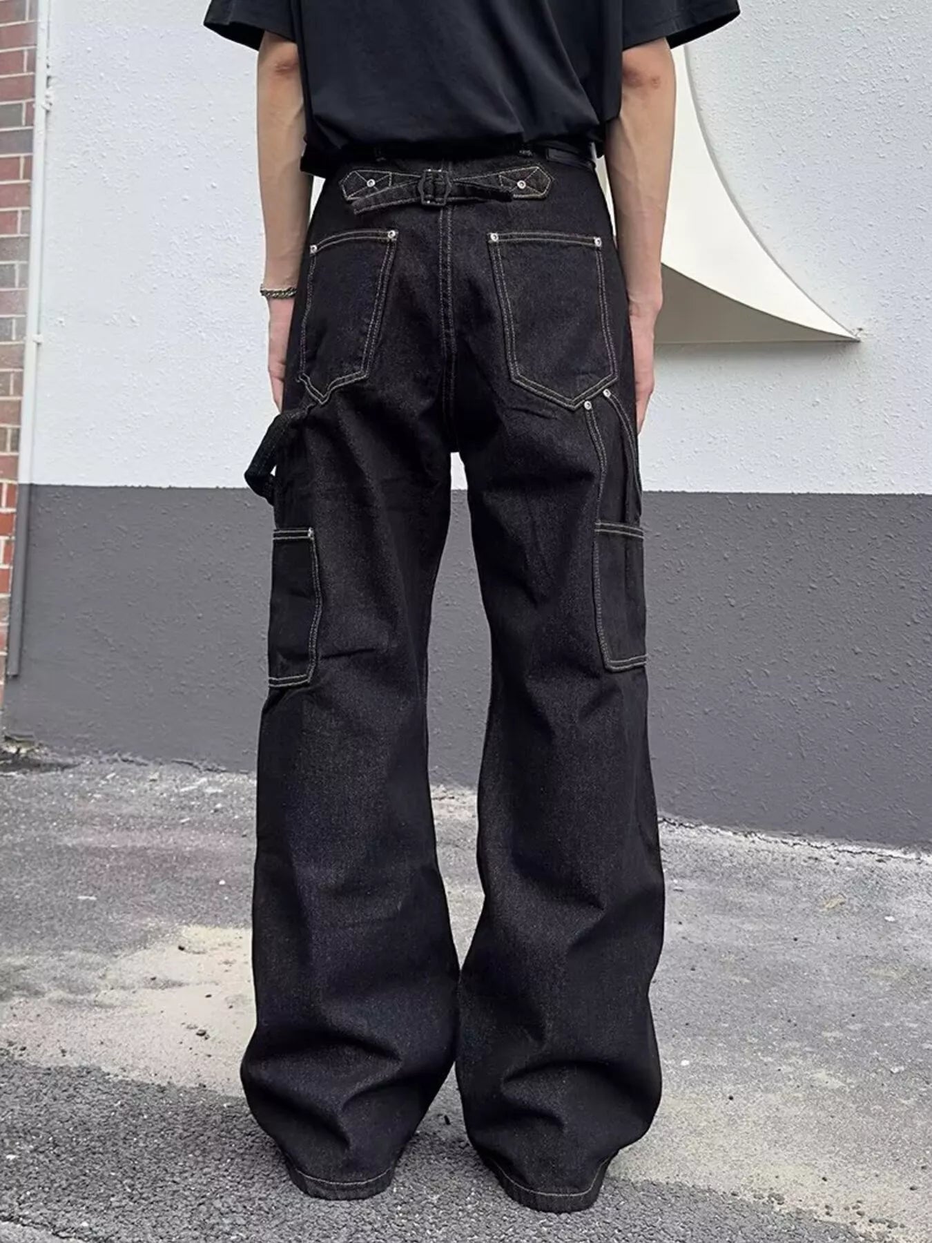 Men's Full Size Vintage Wash Wide Leg Jeans Plus Size