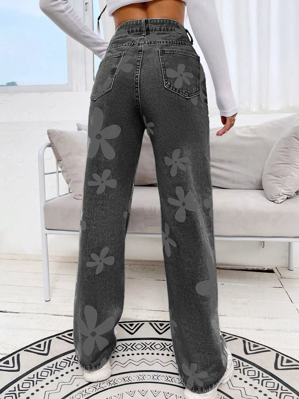 Floral Wide Leg Jeans