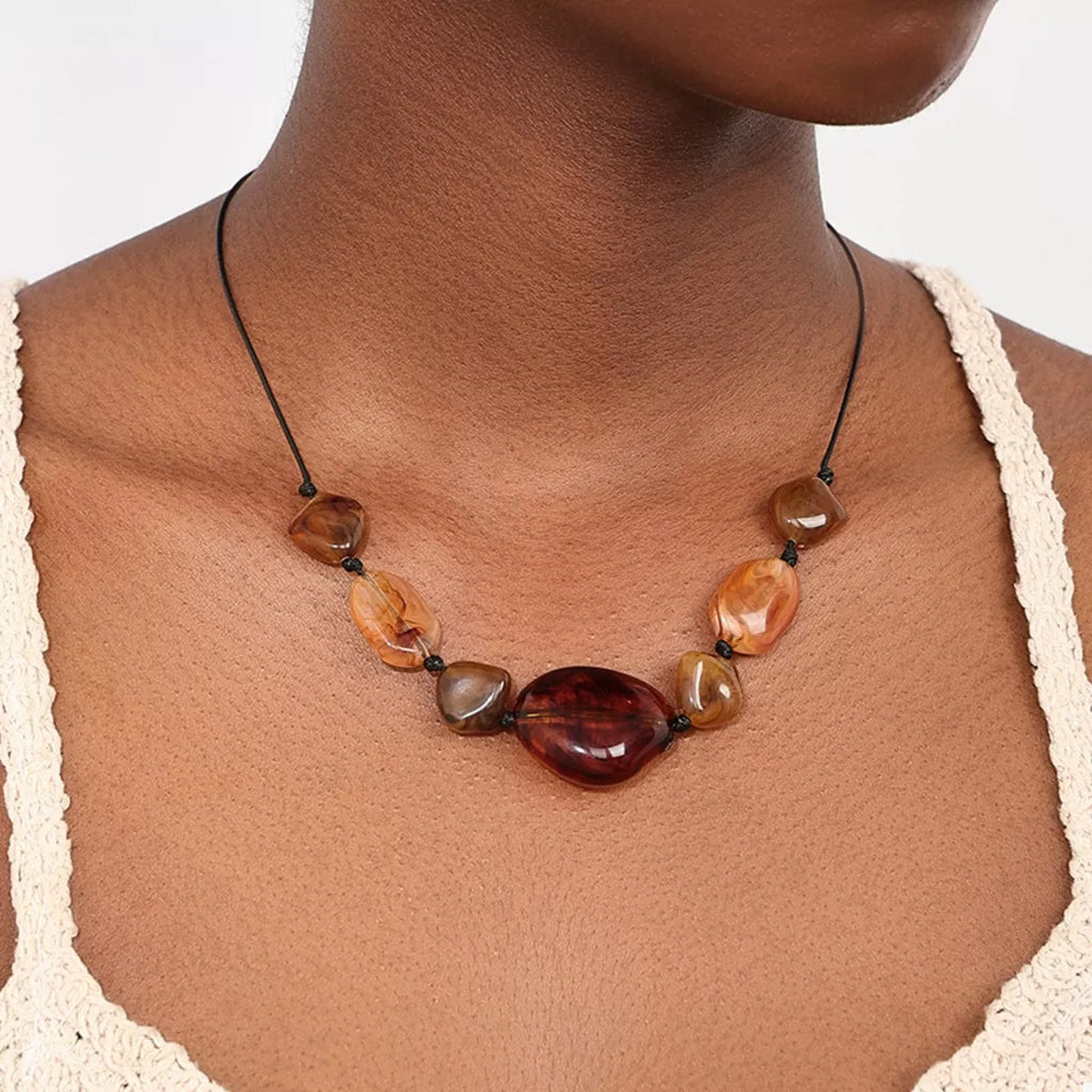 Acrylic Beaded Statement Necklace