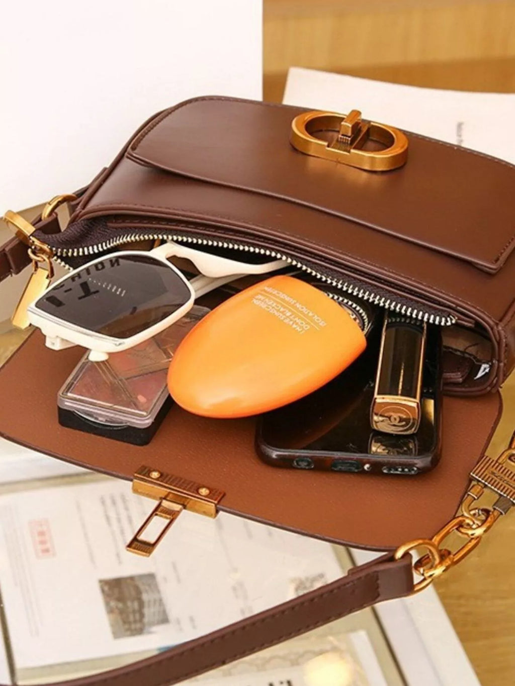 Leather Flap Shoulder Bag
