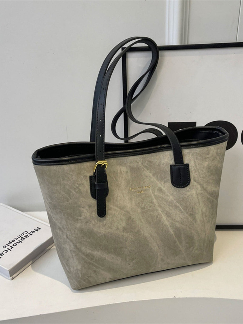 Contrast Strap Tote Bag
