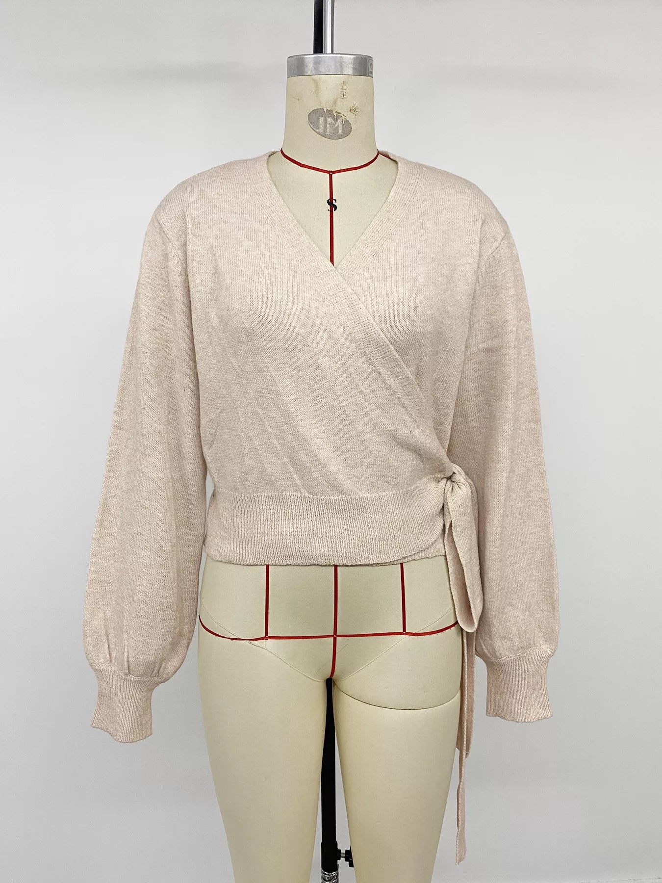 Tied Surplice Long Sleeve Sweater