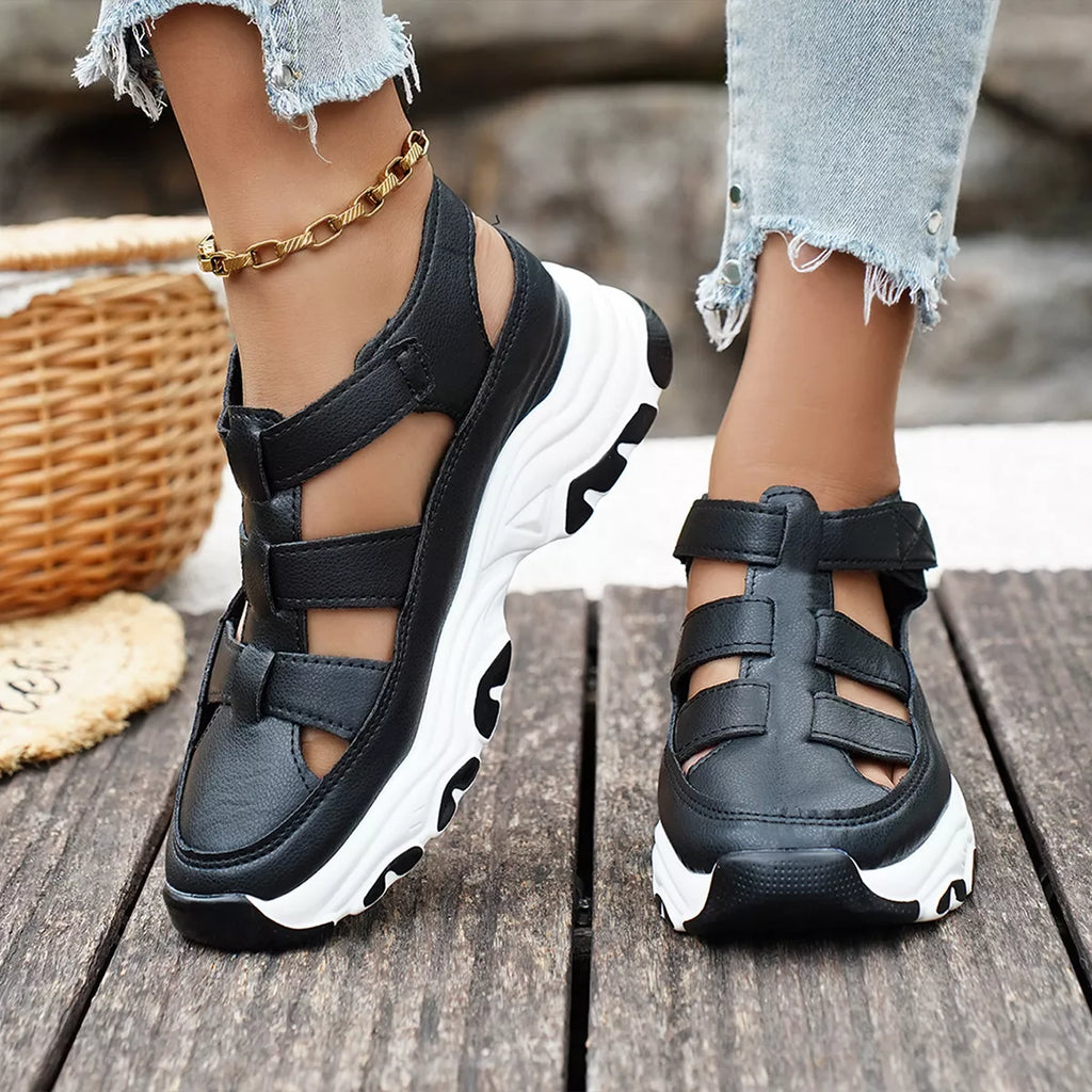 Cutout Round Toe Platform Sandals