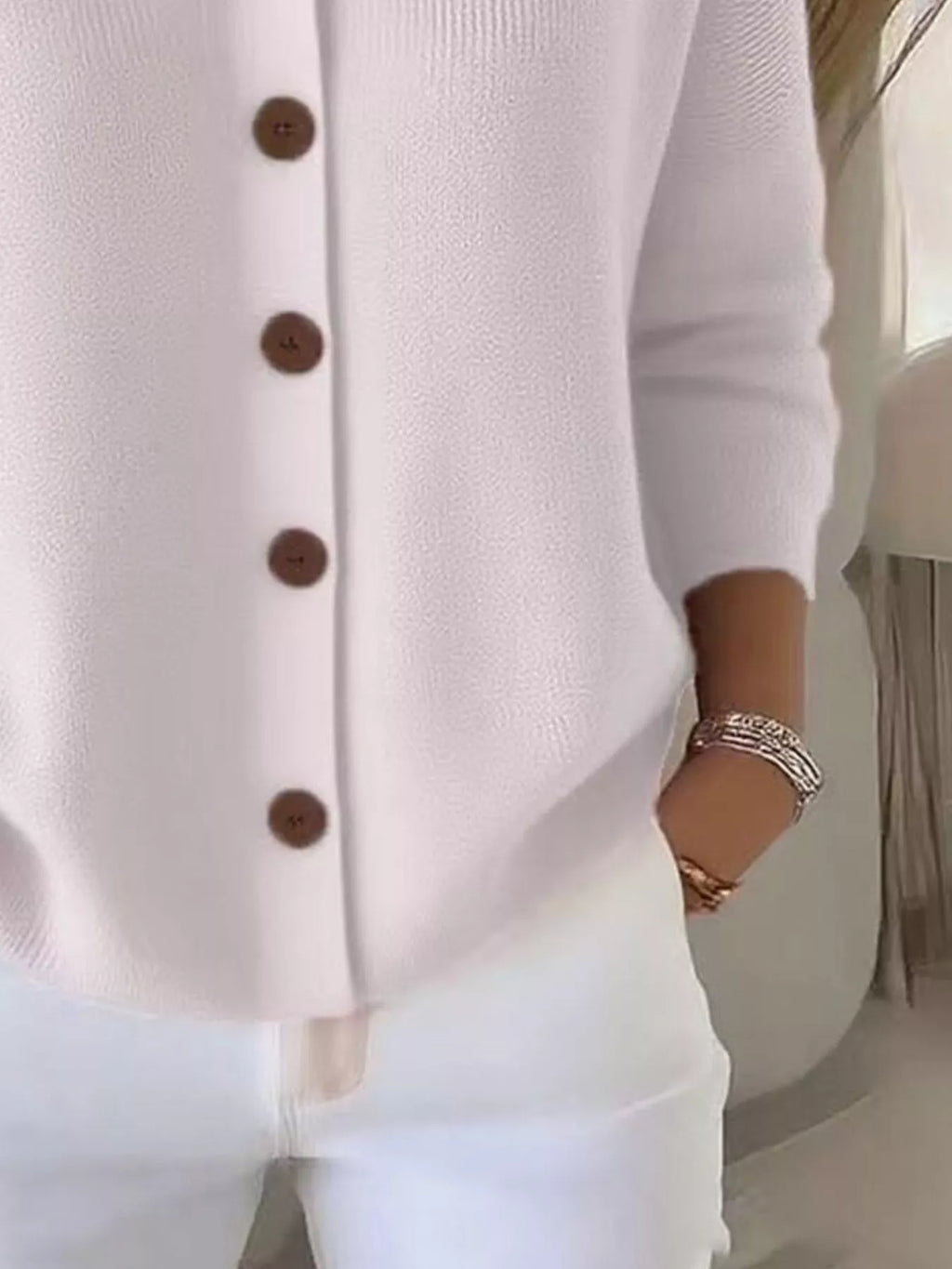 Full Size Button-Down Knit Cardigan Plus Size