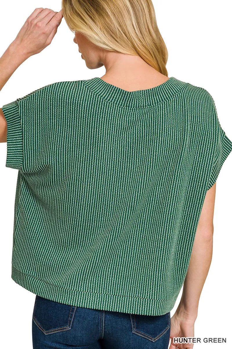 Zenana Raised Rib Cap Sleeve Top