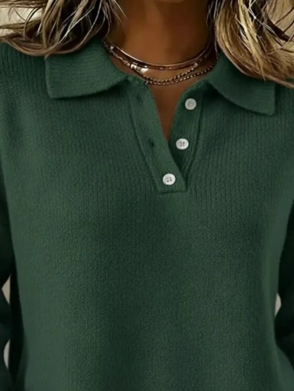 Full Size Button Detail Drop Shoulder Sweater Plus Size