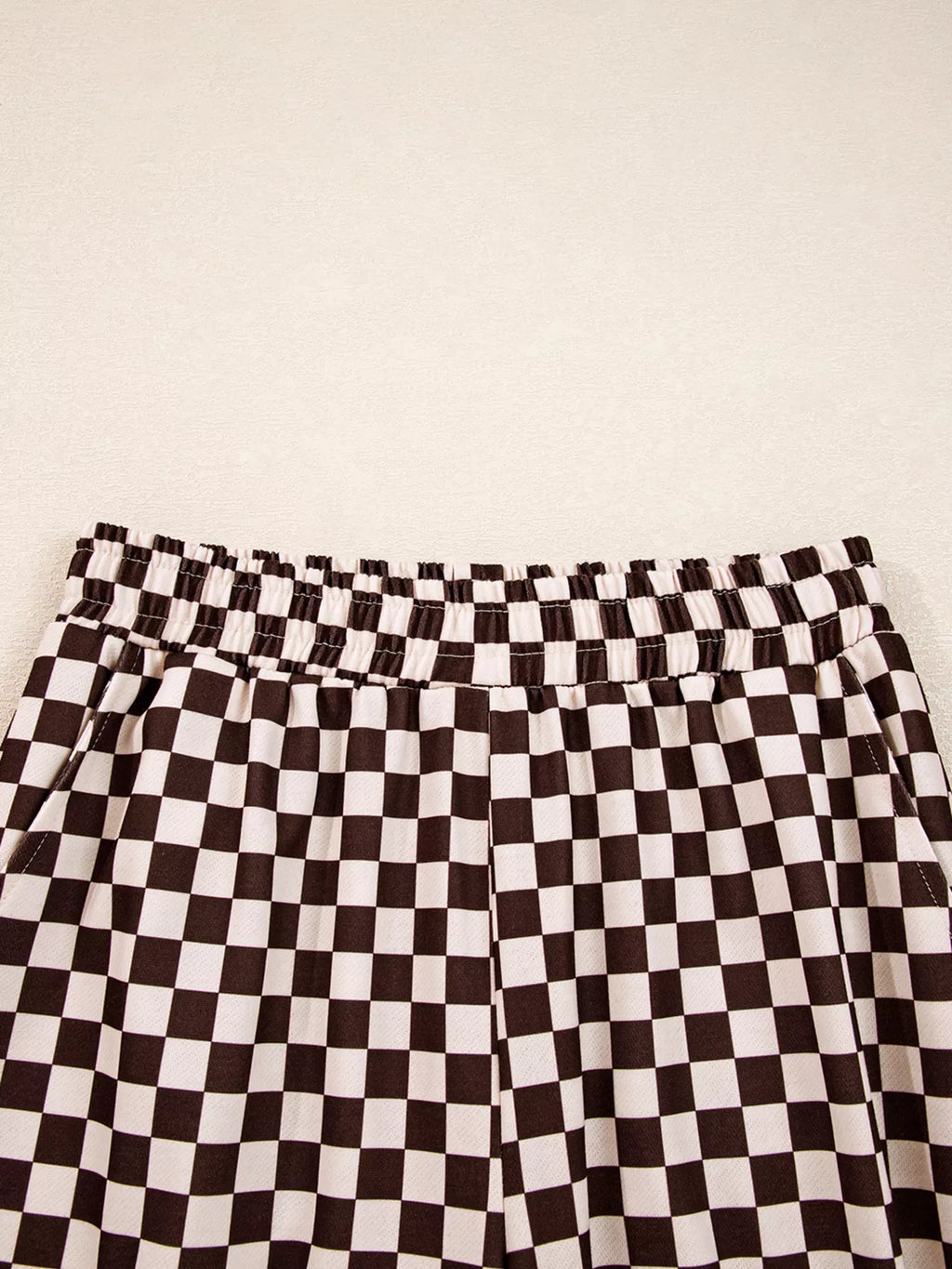 Checkered Drawstring Hoodie and Pants Set