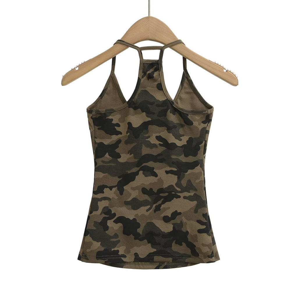 Camouflage neck hanging tank top