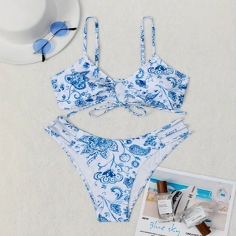 Print Tie-up Sexy  Bikini Women's Swimwear