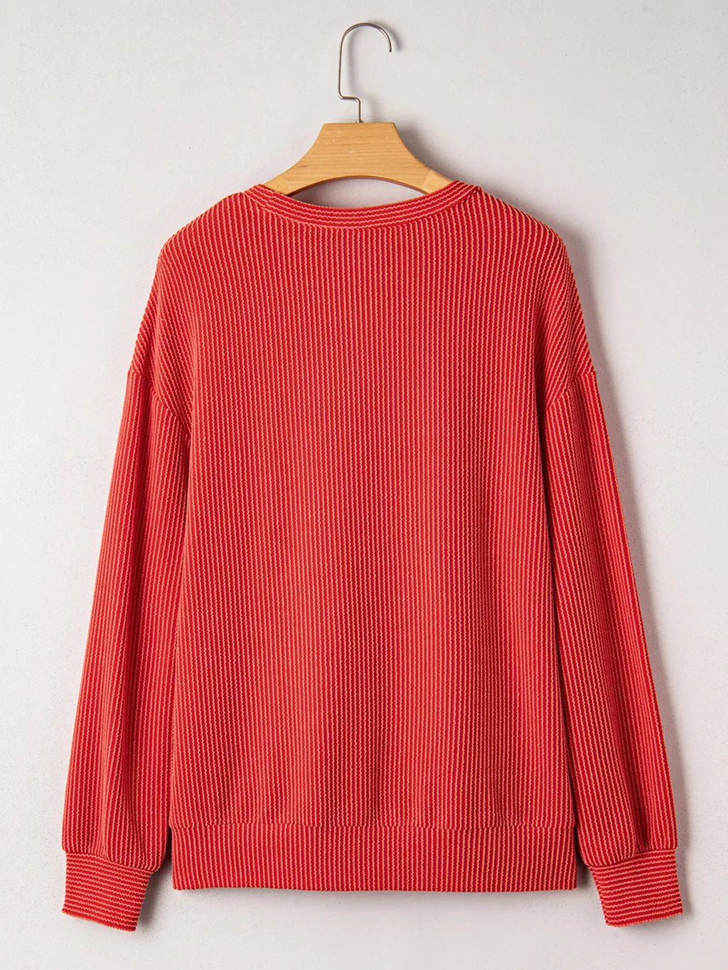 Merry Twisted Rib Christmas Loose Long Sleeve Top