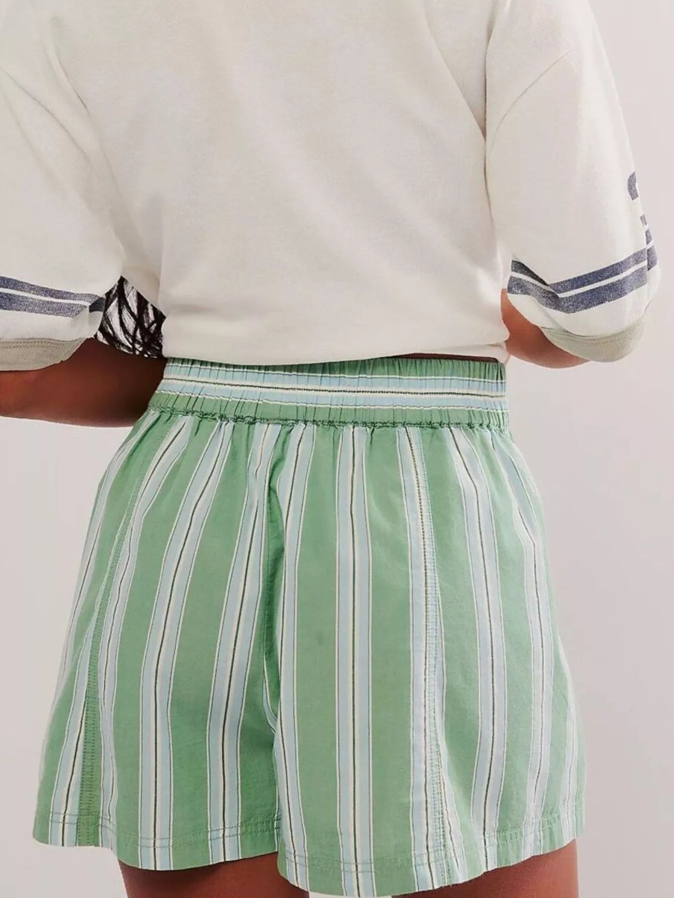 Striped Elastic Waist Casual Shorts
