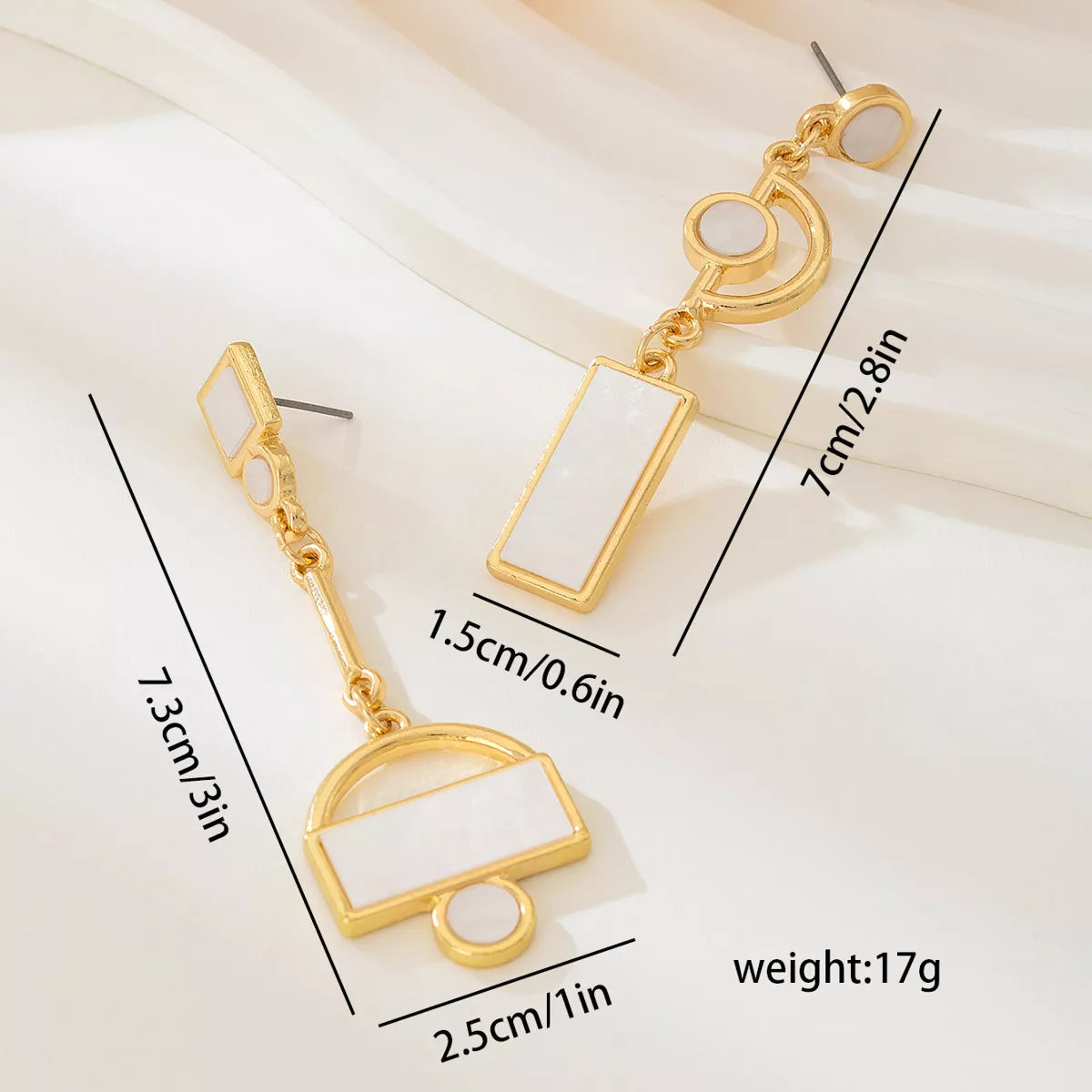 Geometric Gold Chain Drop Earrings