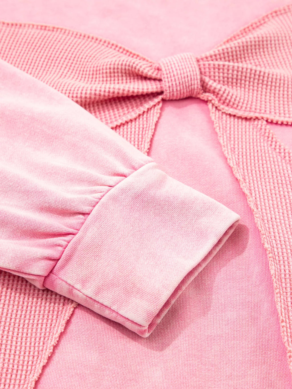 Mineral Wash Bow Patchwork Sweatshirt