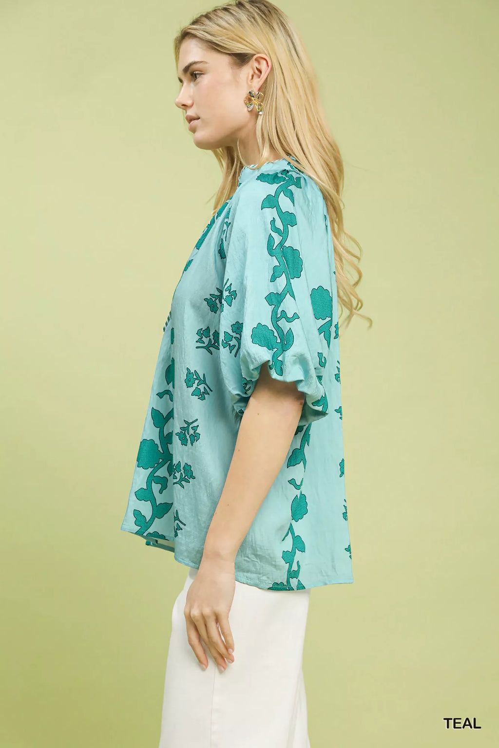 Umgee Collared Floral Print Top