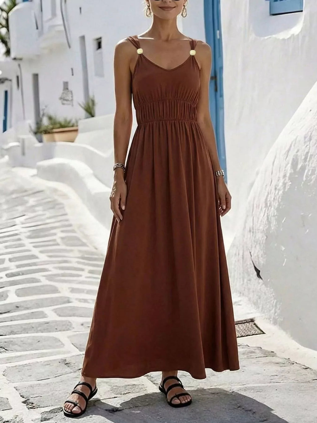 V-Neck Sleeveless Maxi Dress