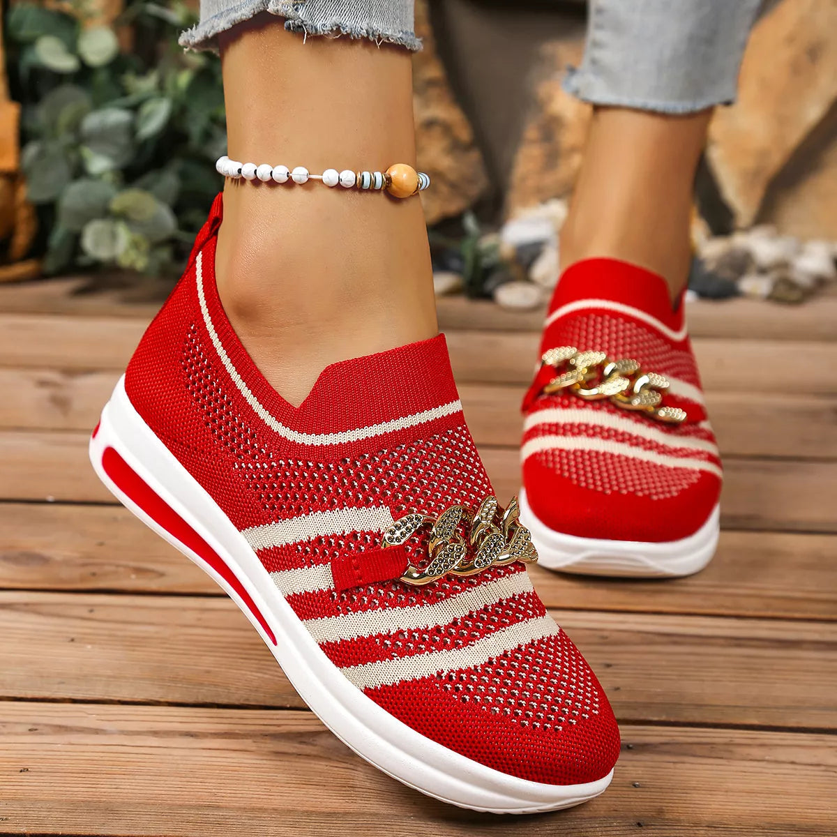 Round Toe Mesh Slip-Ons