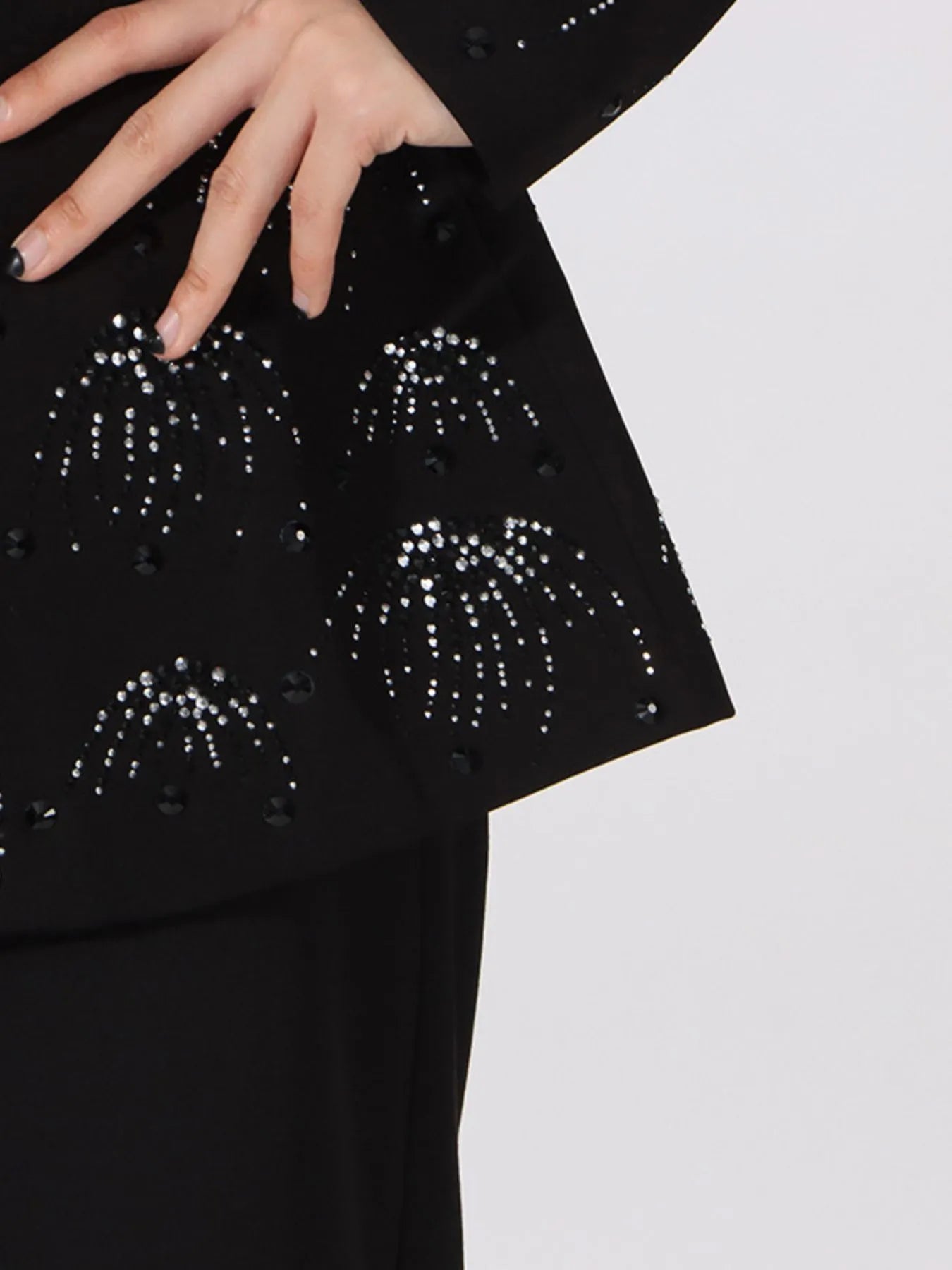 Rhinestone Button Down Long Sleeve Blazer