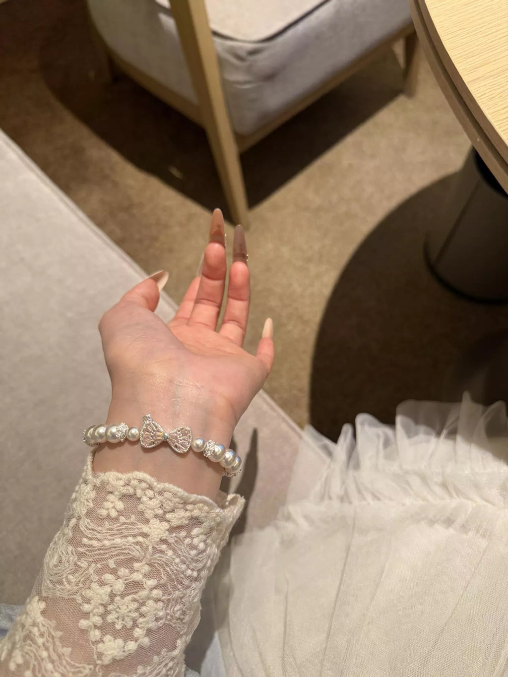 Bow Charm Pearl Bracelet