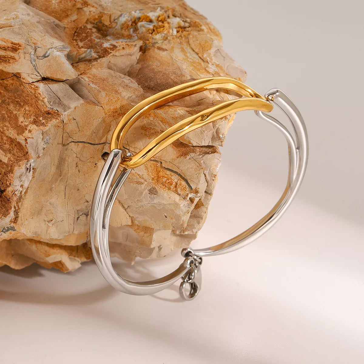 Two-Tone Geometric Link Bracelet
