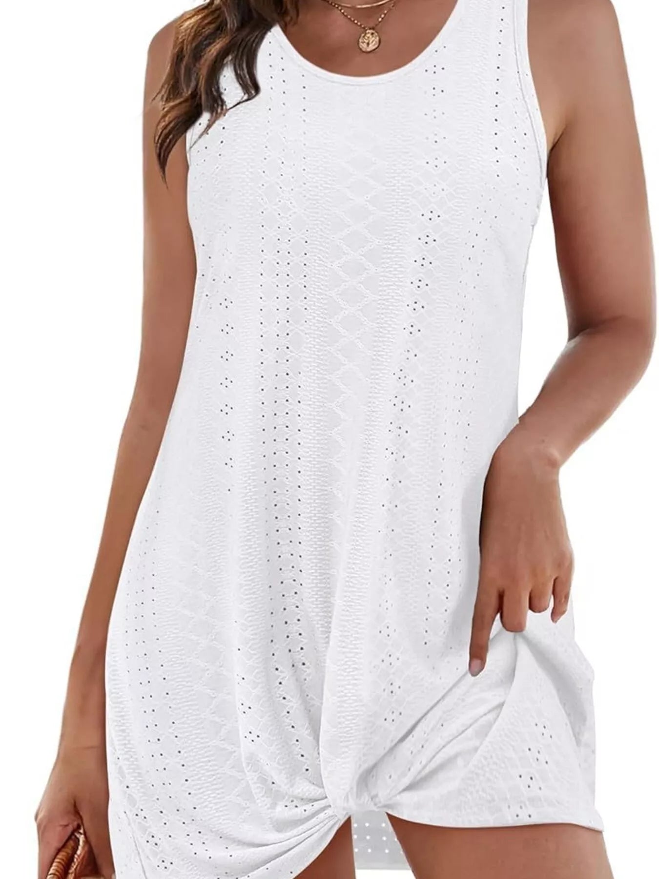 Sleeveless Knotted Hem Tank Dress