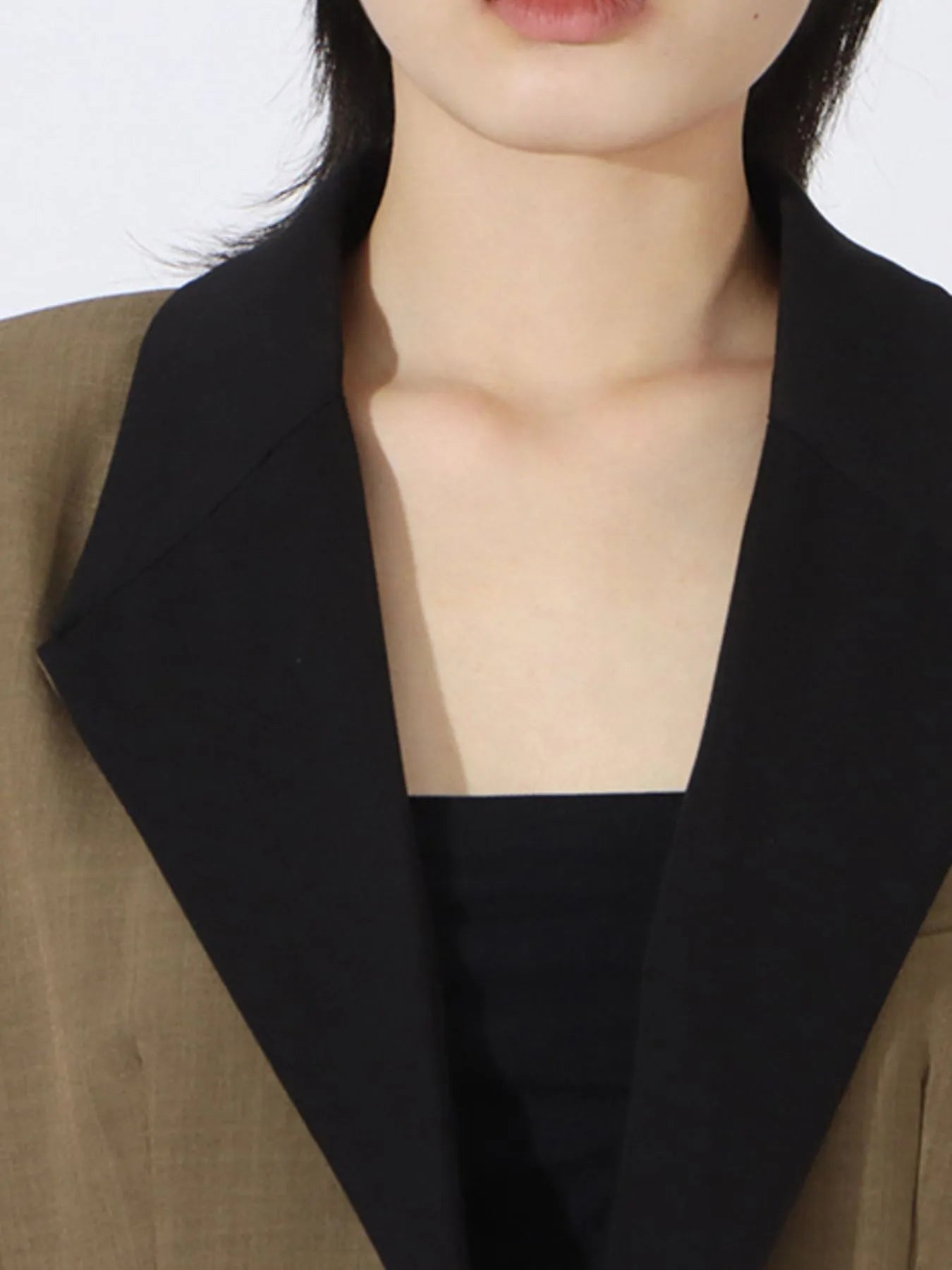 Contrast Lapel Collar Long Sleeve Blazer