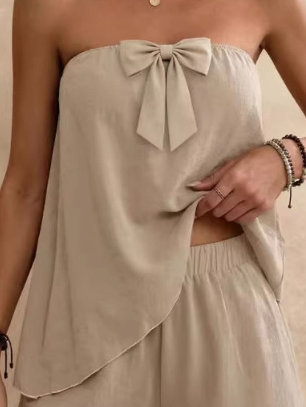 Bowknot Tube Top & Shorts Set
