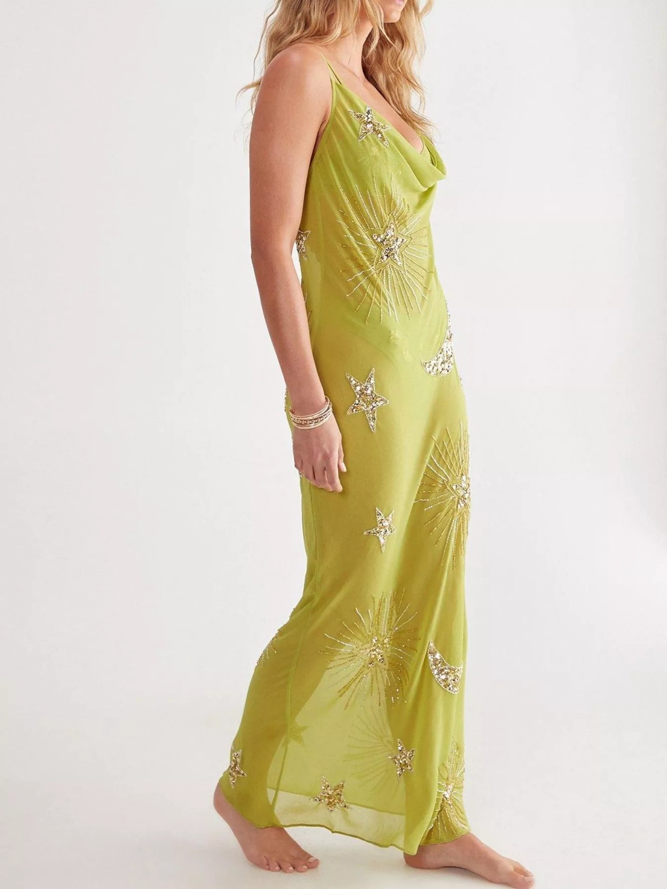 Sequin Backless Maxi Cover Up Dress