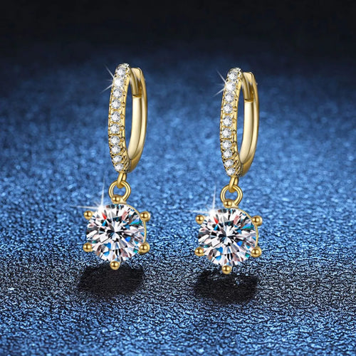 1 Carat 925 Sterling Silver Moissanite Drop Earrings