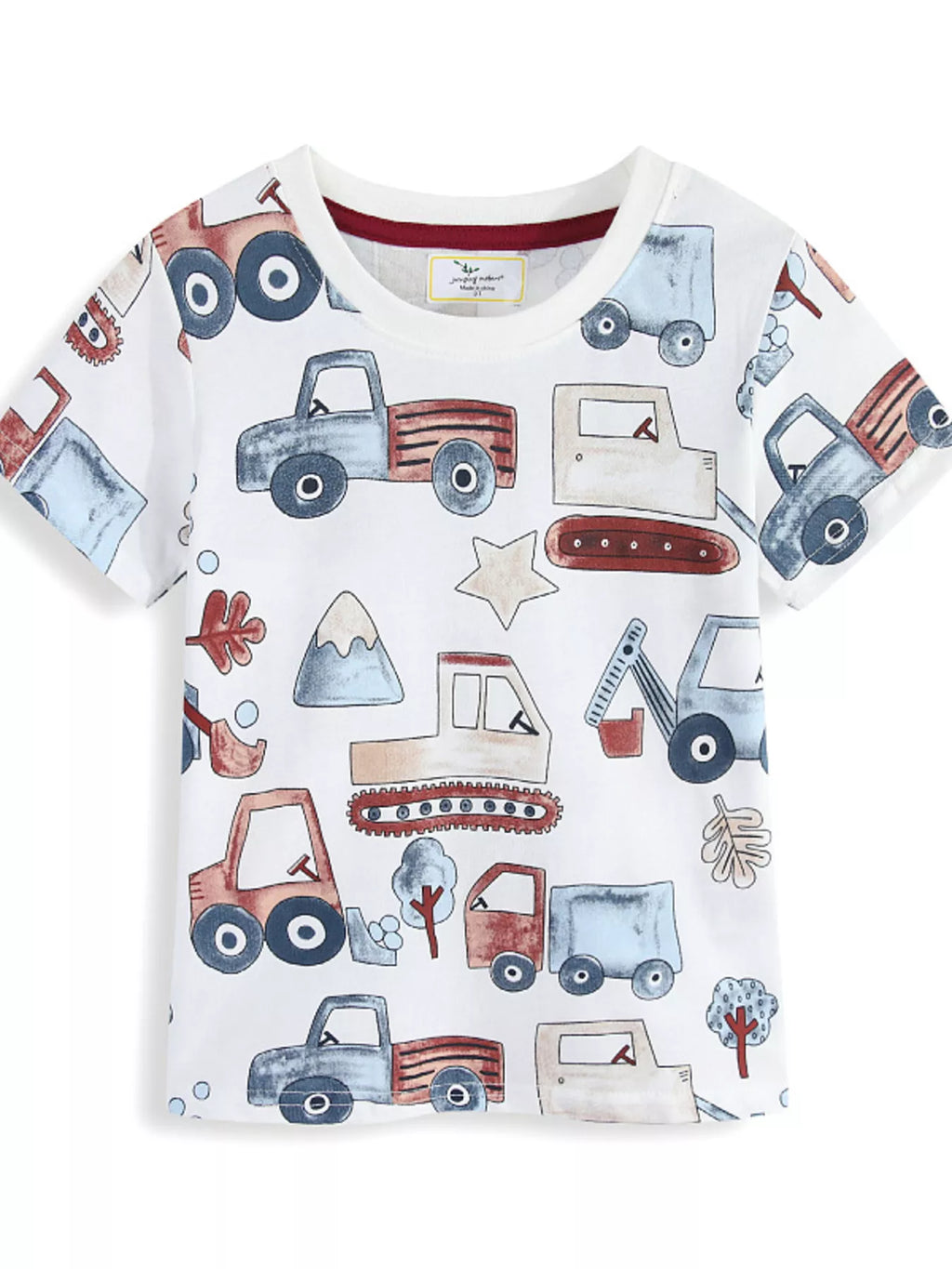 Children's Cartoon Truck Print Short Sleeve T-Shirt