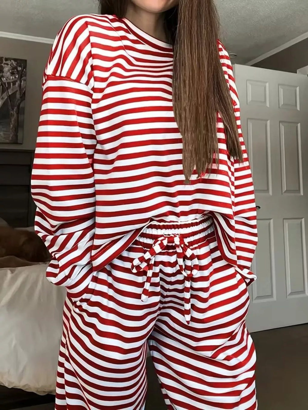 Striped Long Sleeve Top and Pants Set