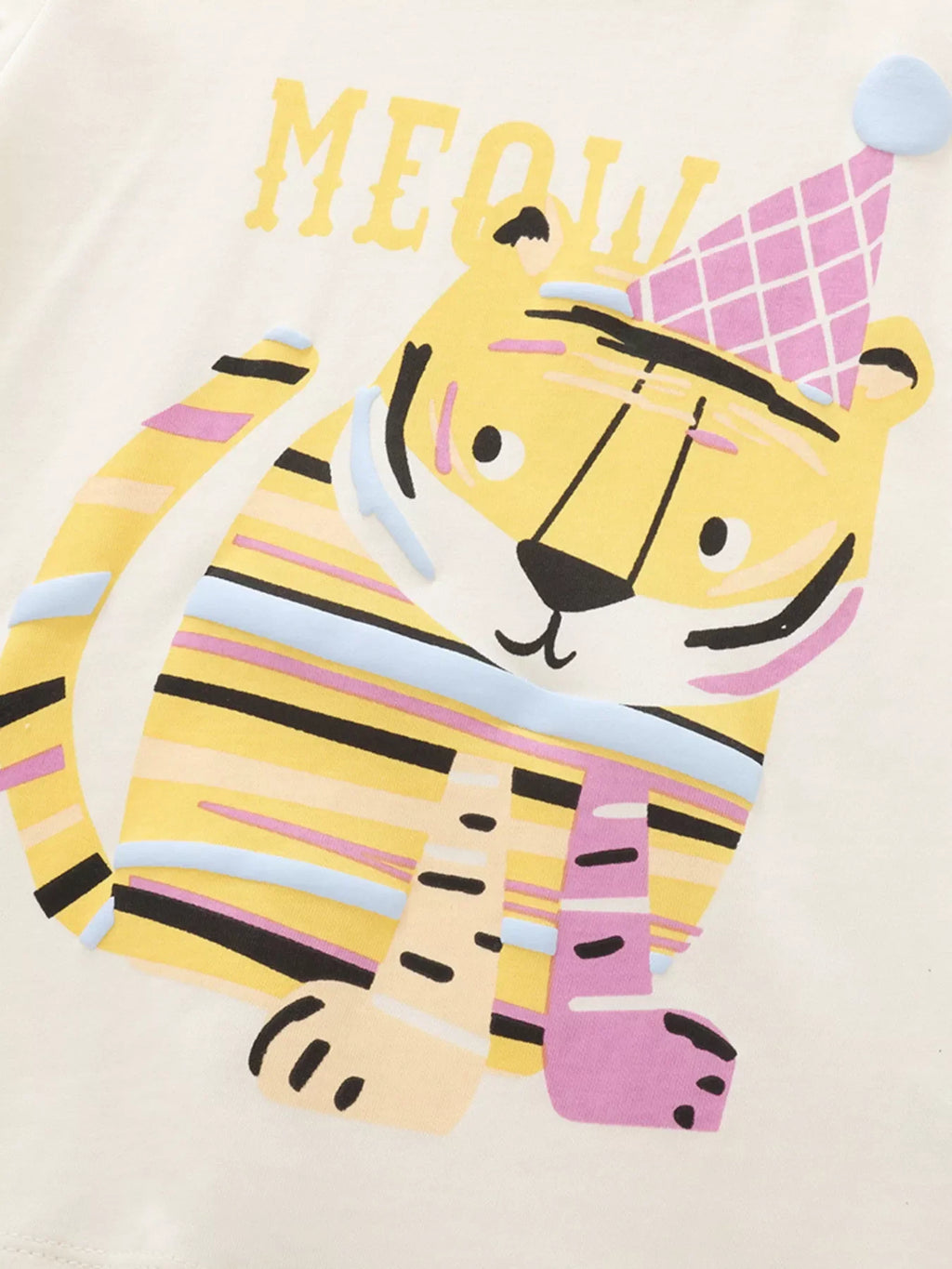 Children's Tiger Round Neck Tee and Shorts Set