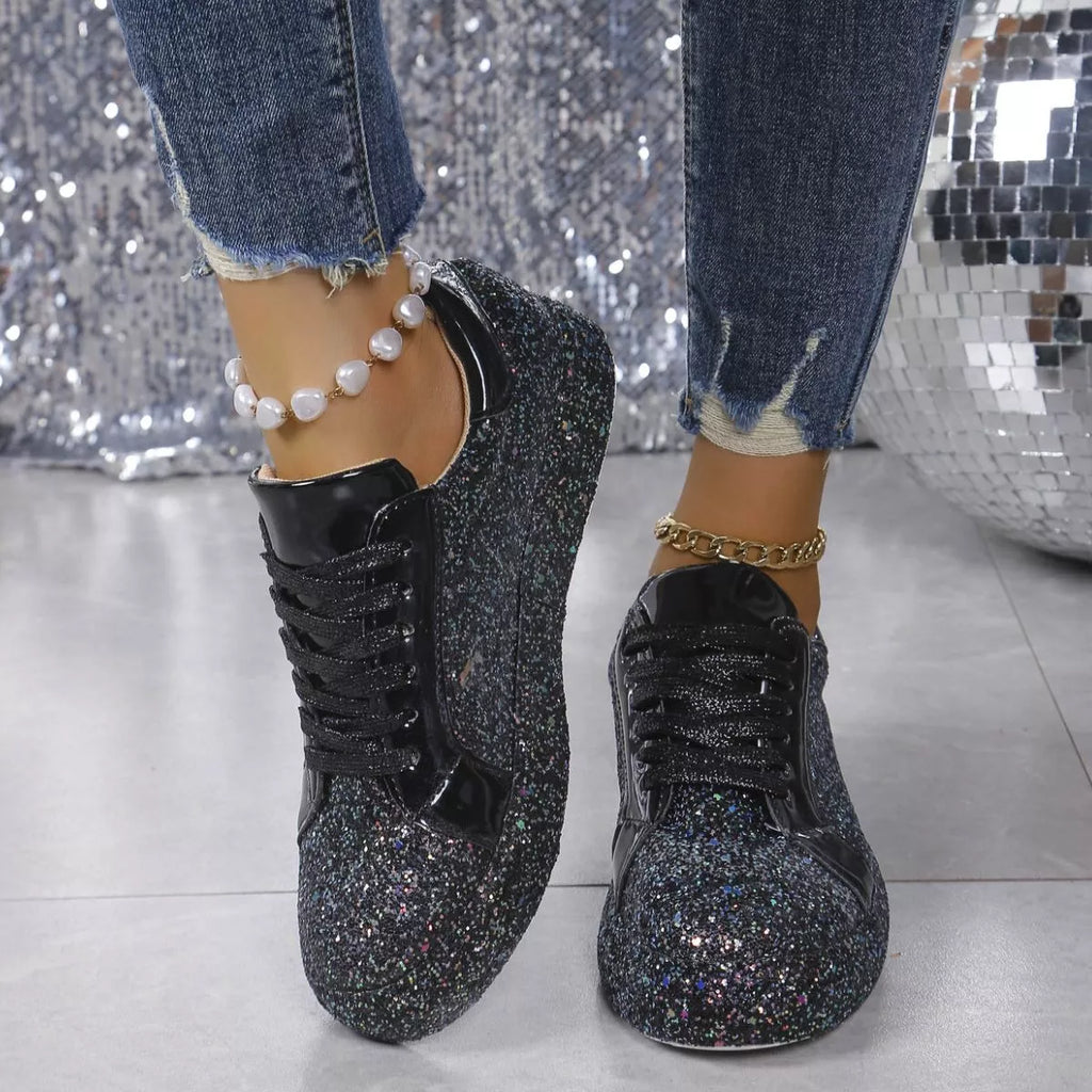 Sequin Lace Up Sneakers