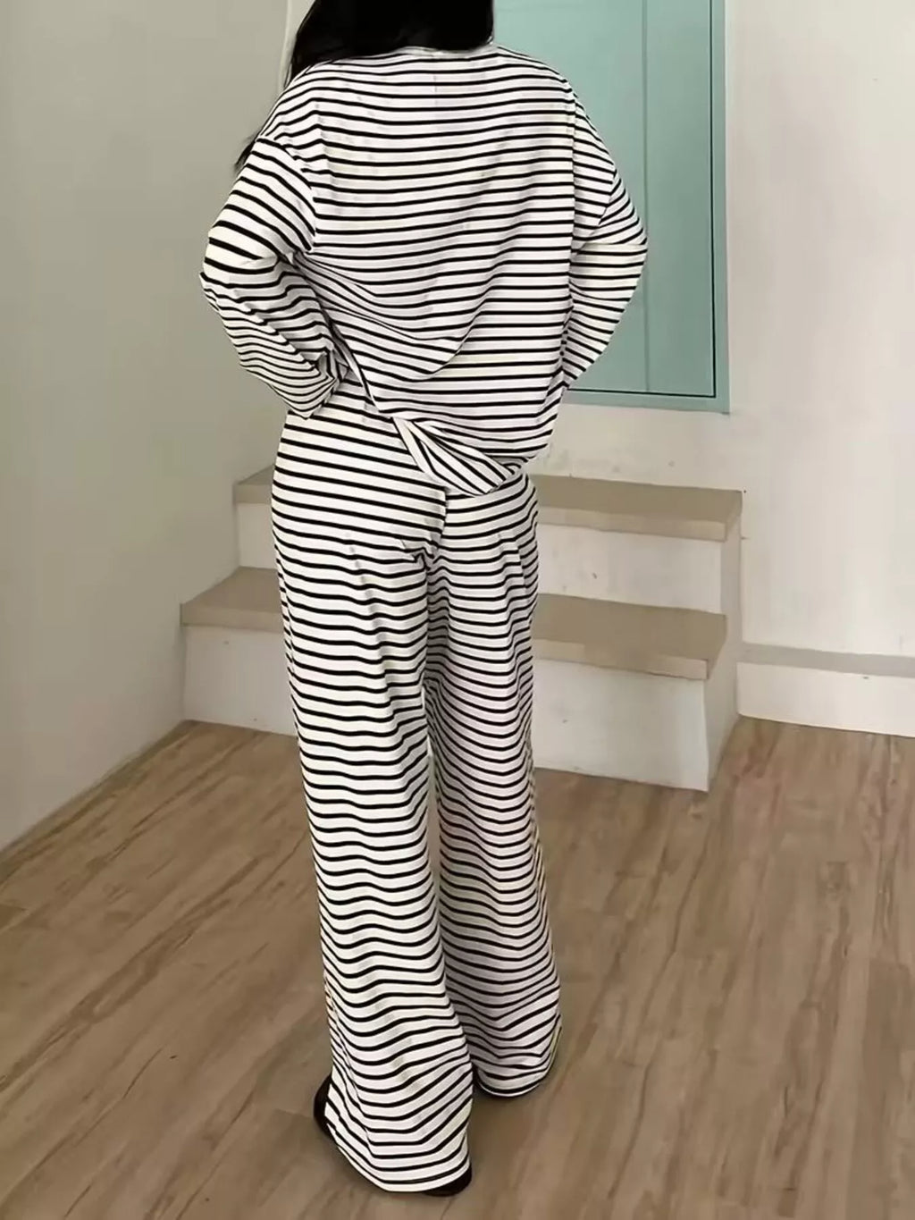 Striped Long Sleeve Top and Pants Set